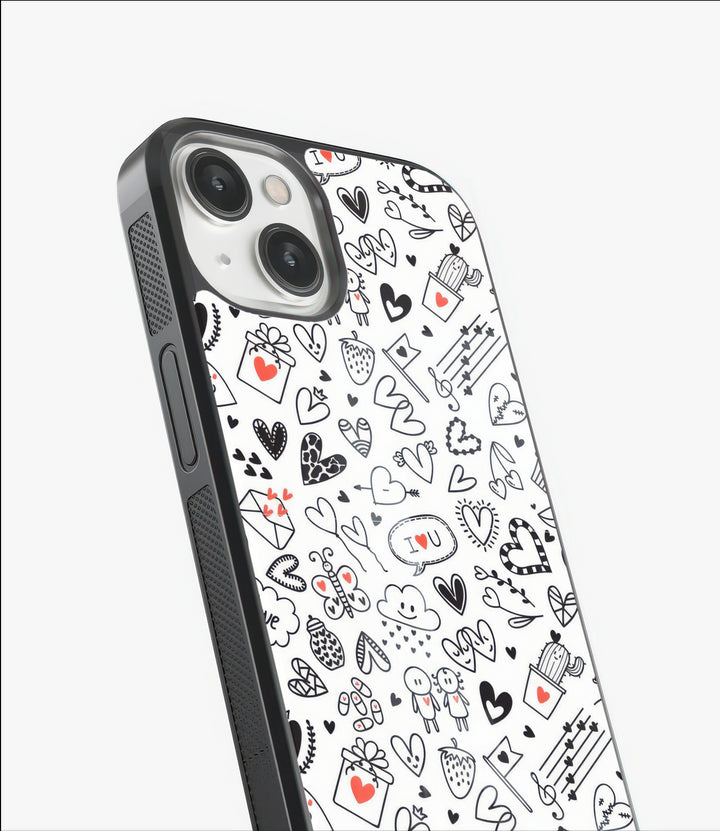 Love Scribbles Glass Case