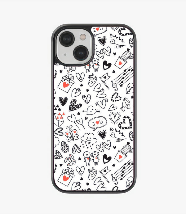 Love Scribbles Glass Case