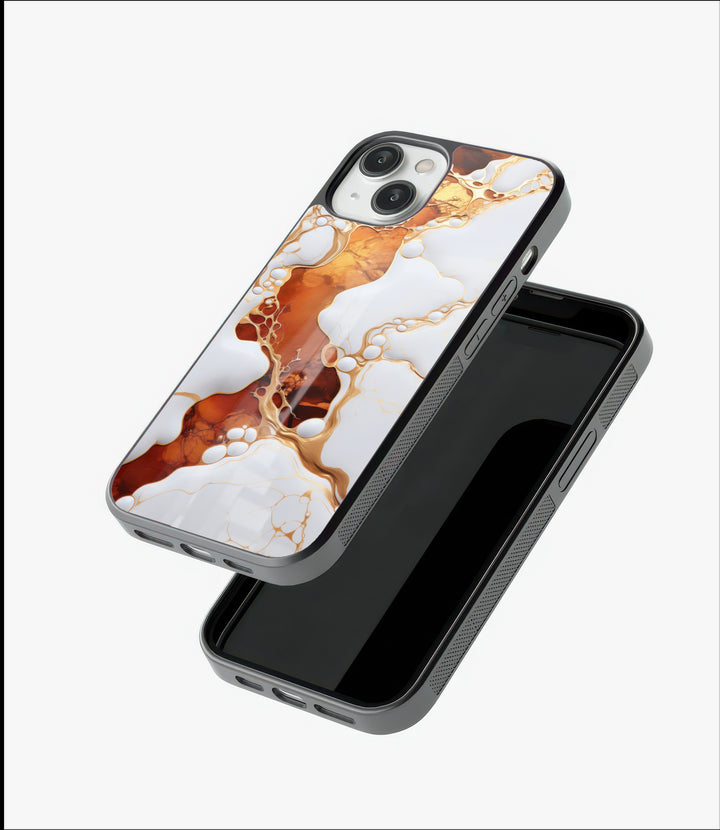 White Gold Marble Glass Case