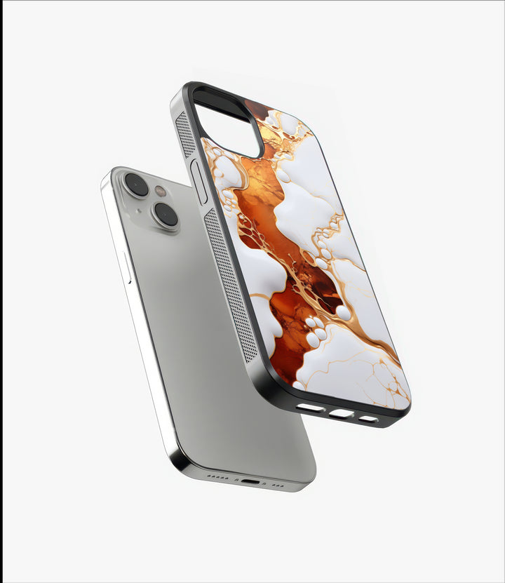 White Gold Marble Glass Case
