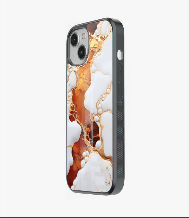 White Gold Marble Glass Case
