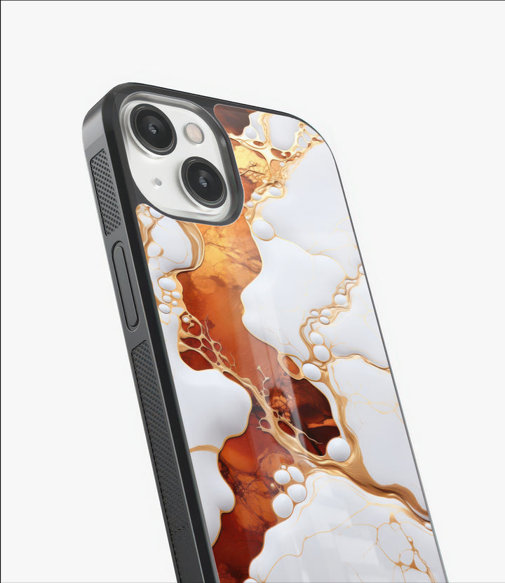 White Gold Marble Glass Case