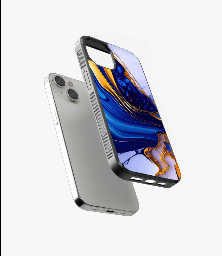 Blue White Marble Glass Case