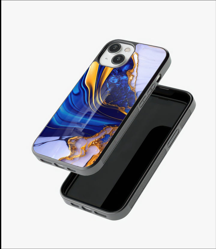 Blue White Marble Glass Case
