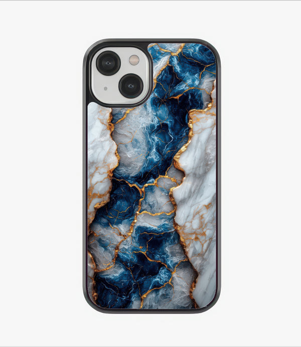 Blue Gold Marble Glass Case