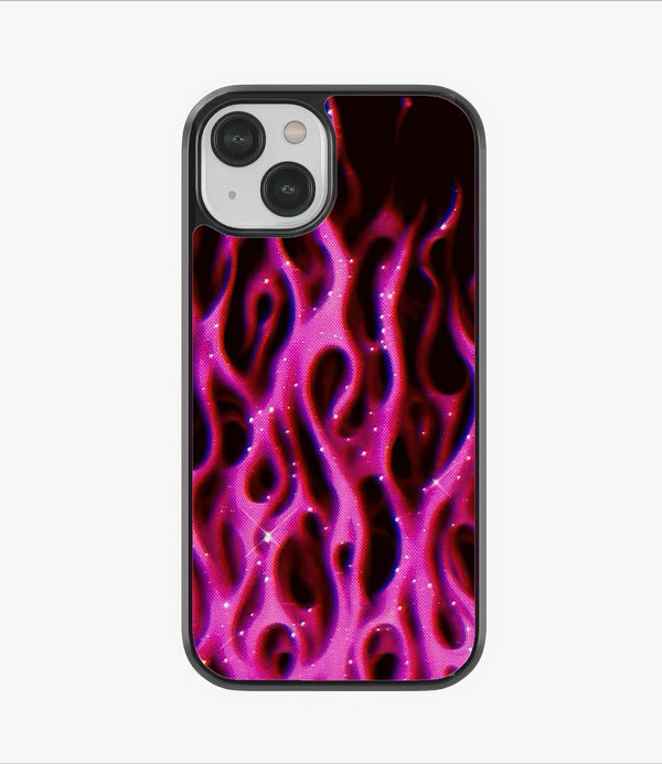 Pink Flames Glass Case