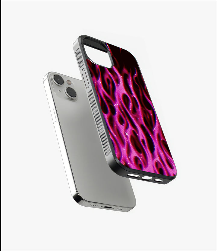 Pink Flames Glass Case