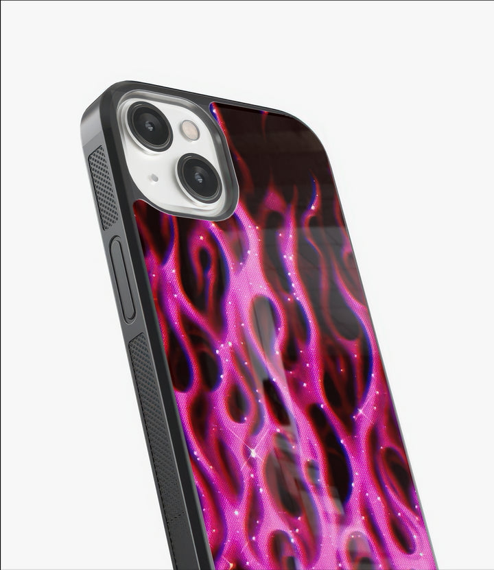 Pink Flames Glass Case