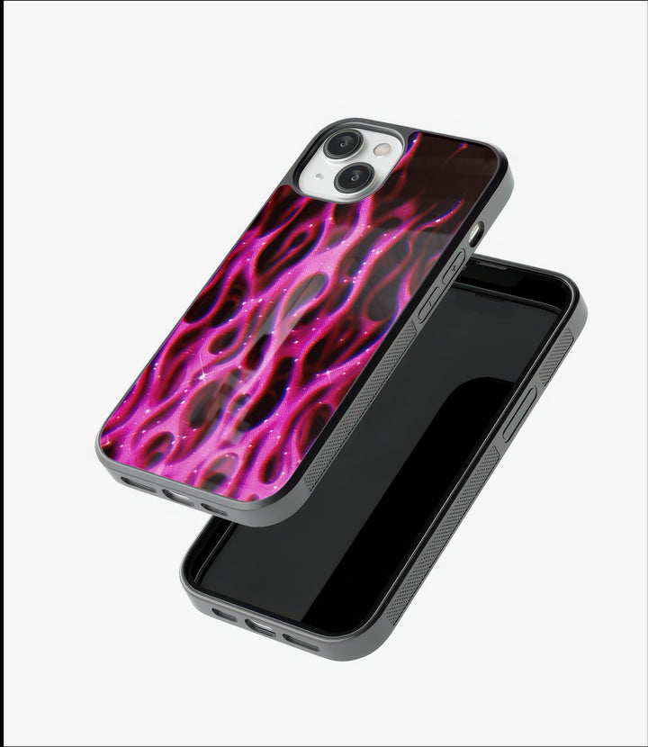 Pink Flames Glass Case