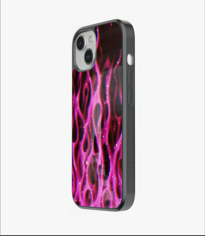 Pink Flames Glass Case