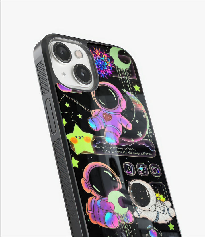 Neon Astronaut Glass Case