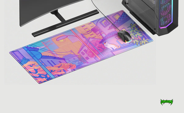 Colorful Cat Town Desk Mat
