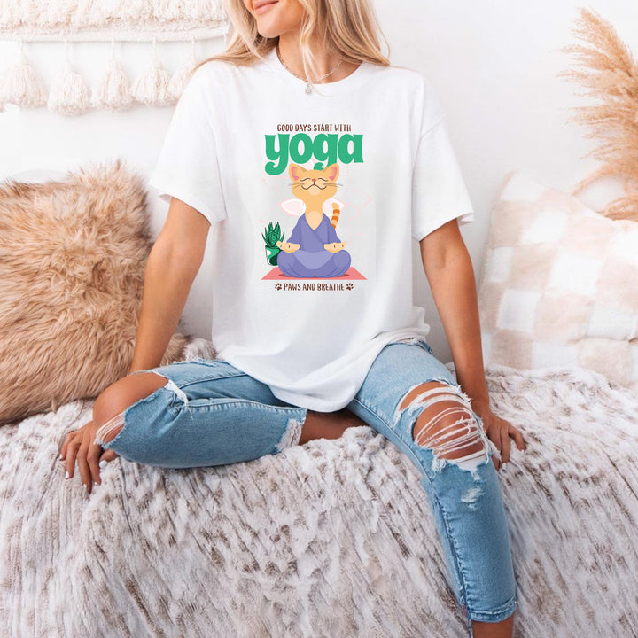 paws and breathe yoga t shirt
