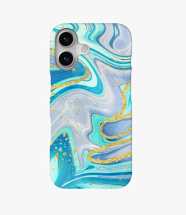 Blue Gold Fluid Hard Matte Phone Case