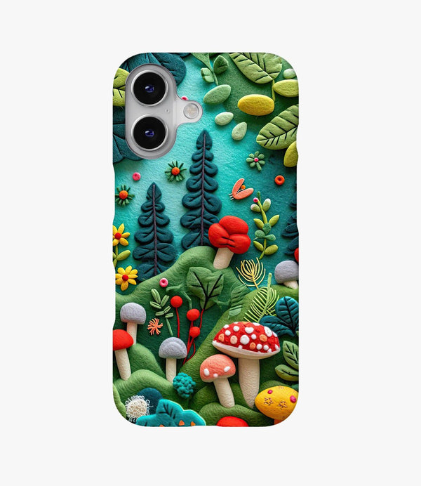 Embroidery Mushroom Planet Hard Matte Phone Case