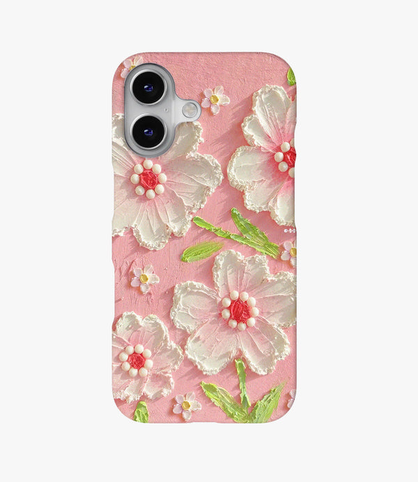 Pink Acrylic Petals Hard Matte Phone Case