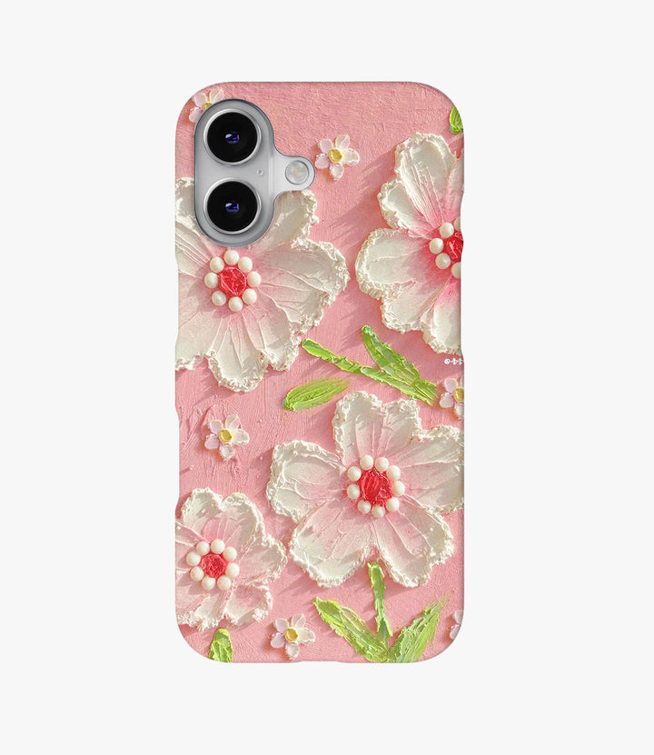 Pink Acrylic Petals Hard Matte Phone Case