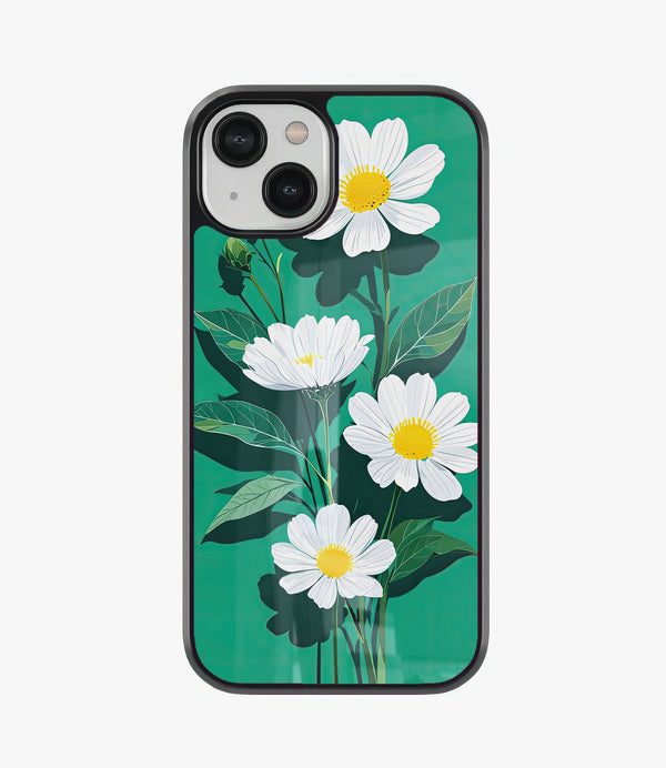 Green Daisy Glass Phone Case