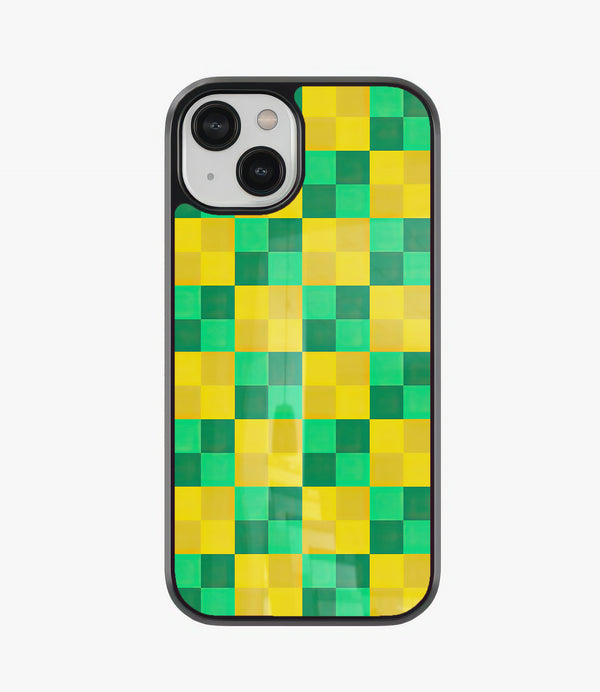Neon Check Glass Phone Case