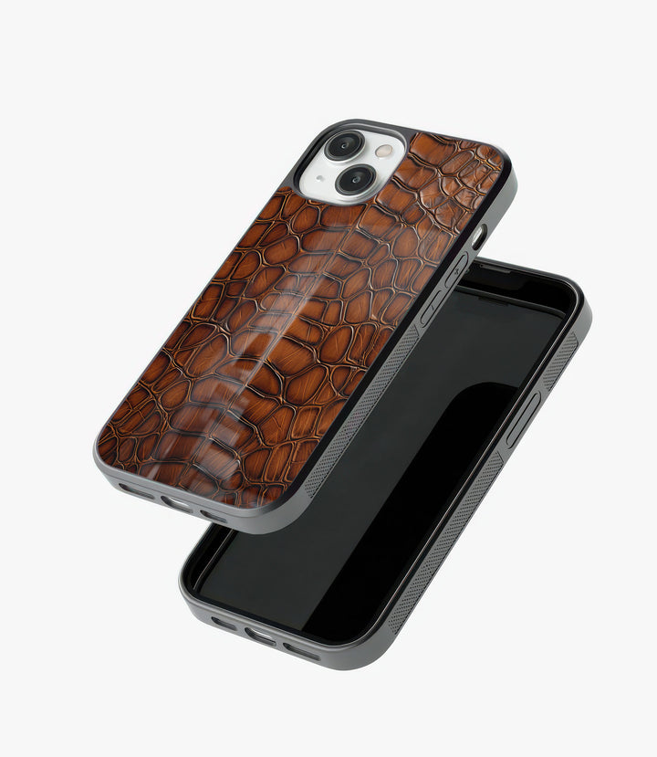 Brown Leather Glass Phone Case