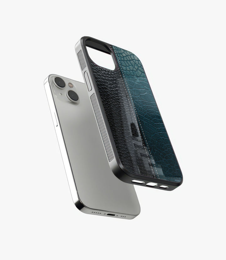 Dual Green Leather Glass Phone Case