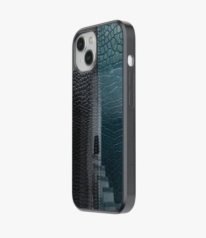 Dual Green Leather Glass Phone Case