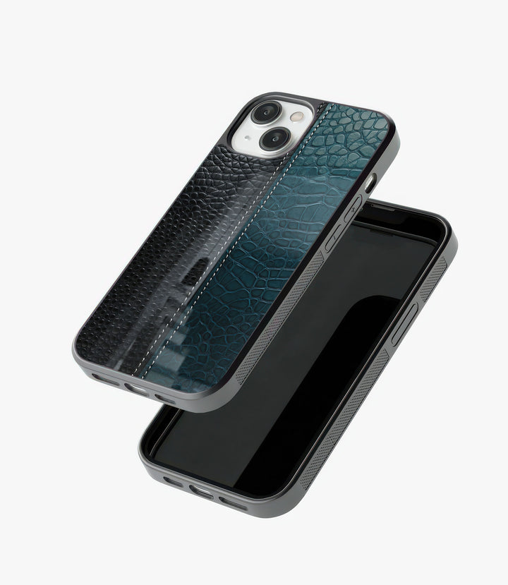 Dual Green Leather Glass Phone Case