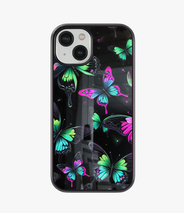 Neon Butterfly Glass Phone Case