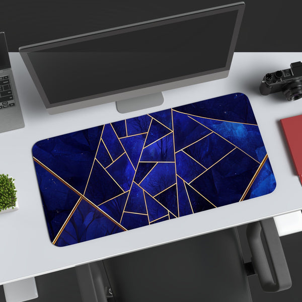 Blue Gold Lines Gaming Desk Mat