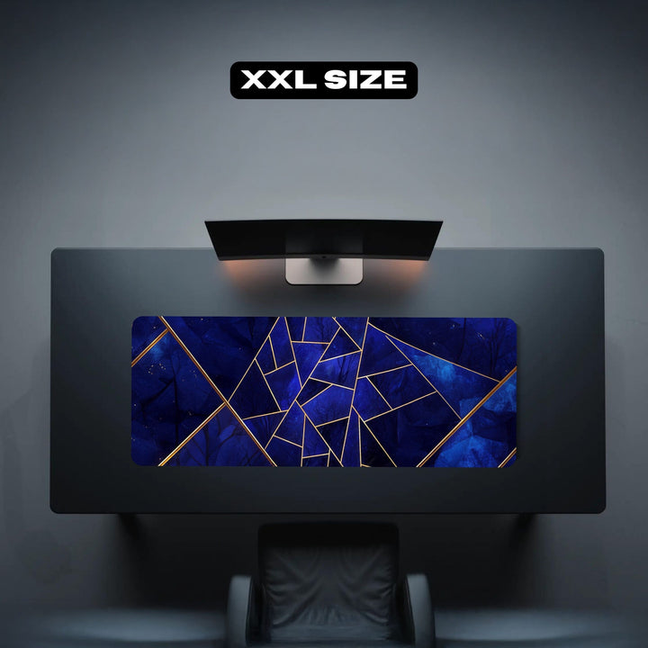 Blue Gold Lines Gaming Desk Mat