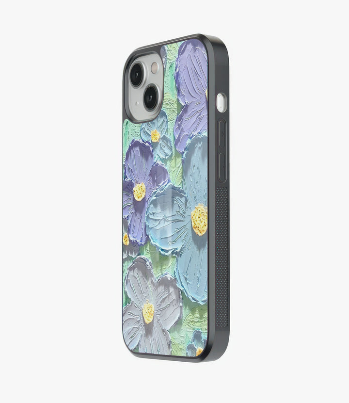 Acrylic Blue Floral Glass Phone Case