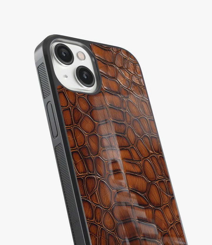 Brown Leather Glass Phone Case