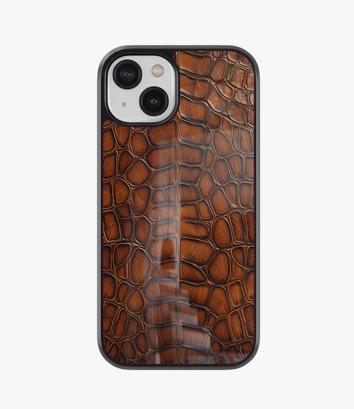 Brown Leather Glass Phone Case
