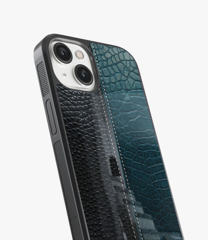 Dual Green Leather Glass Phone Case