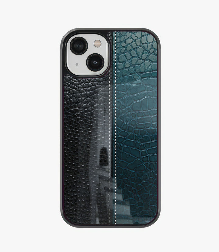 Dual Green Leather Glass Phone Case