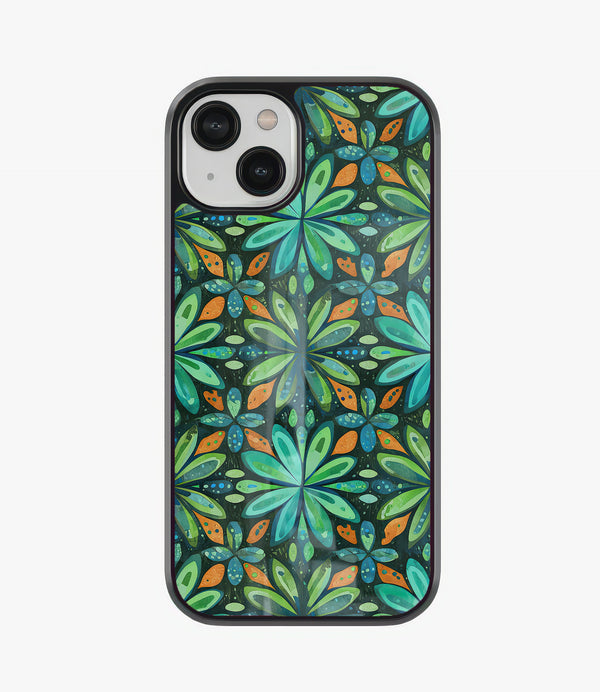 Jungle Leaves Glass Phone Case